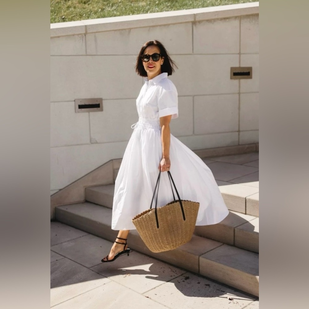 J. Crew Crisp White Midi Dress